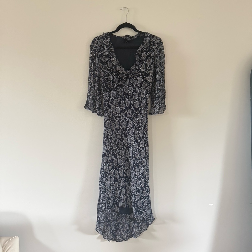 CDC | Elegant Black and White Floral High Low Dress